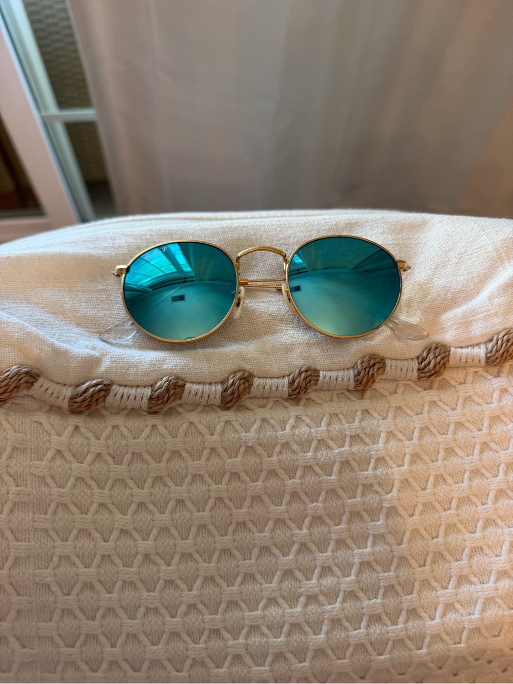 Ray-Ban Round Blue and Gold Sunglasses